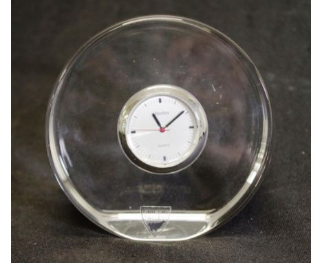 Orrefors crystal clock battery operated, height approx 9cm