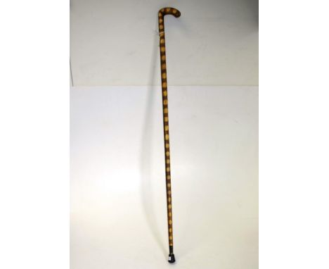 Antique snake skin covered walking stick 94cm long approx