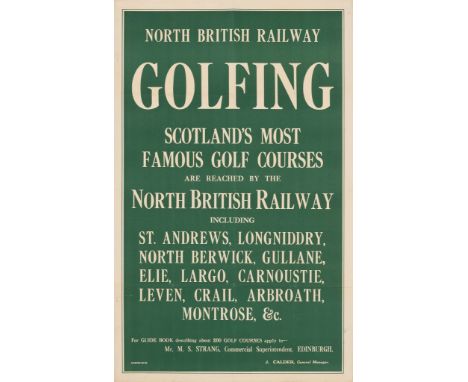  ANONYMOUS GOLFING, SCOTLAND'S MOST FAMOUS GOLF COURSES lithographic poster, c.1920, condition B+; not backed 40 x 25 in. (10