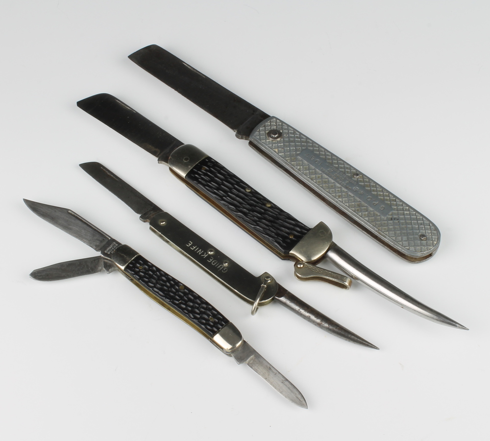 Three rope knives including a Joseph Rogers GPO knife dated 1967, a Guide and American knife stam