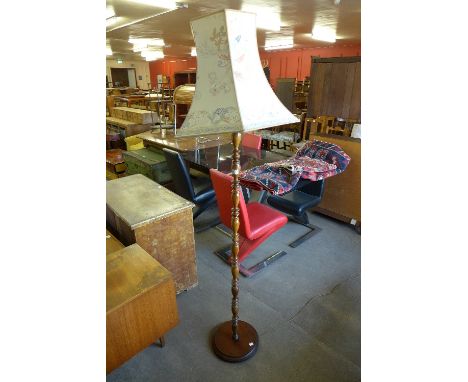 An oak standard lamp