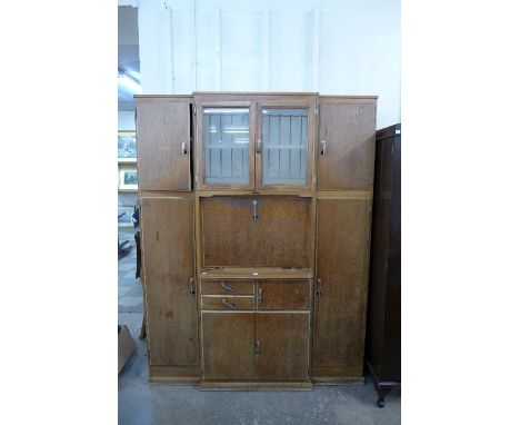 An Art Deco Dorchester oak kitchen cabinet