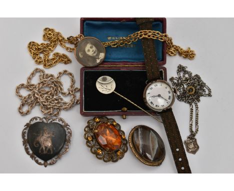 A SILVER ROPE TWIST CHAIN, EARLY 20TH CENTURY WRISTWATCH AND OTHER ITEMS, the chain fitted with a spring clasp, hallmarked Lo