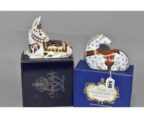 TWO BOXED ROYAL CROWN DERBY IMARI PAPERWEIGHTS, comprising 'Thistle' Donkey, a signature edition of 1500 produced for Govier'