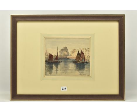 MARTIN HARDIE (1875-1952) 'THE INNER BASIN CONCARNEAU', a French Harbour scene with fishing boats, signed and dated 1920 bott