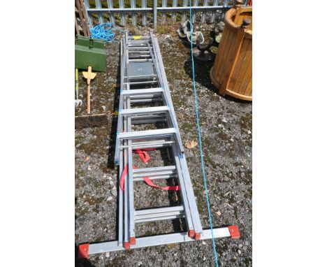 AN ALUMINIUM 2.56M TRIPLE EXTENSION LADDER, and an aluminium step ladder (2)