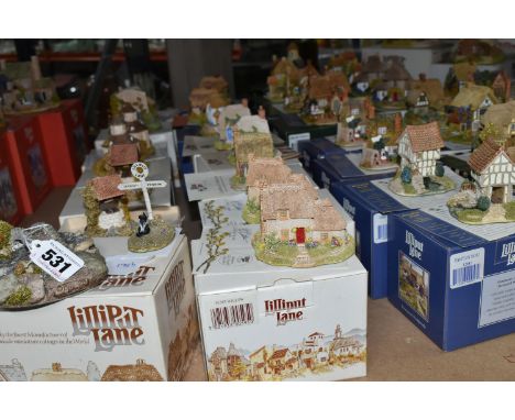FORTY TWO LILLIPUT LANE SCULPTURES FROM SYMBOL OF MEMBERSHIP, most boxed and with deeds, comprising Packhorse Bridge 1986/87 