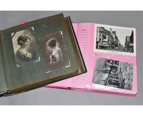 TWO ALBUMS OF ASSORTED POSTCARDS, one album contains a collection of assorted Victorian and Edwardian cards, topographical, p