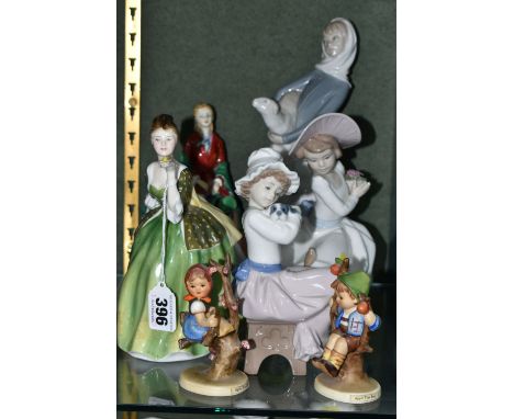 A GROUP OF LLADRO AND ROYAL DOULTON FIGURINES, comprising Royal Doulton 'Fleur' HN2368 (marked as second quality), Paragon 'L