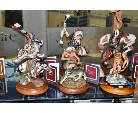 SIX BOXED FRANKLIN MINT CERAMIC SCULPTURES, after Robert F Murphy and Buck McCain, commissioned by The American Indian Herita