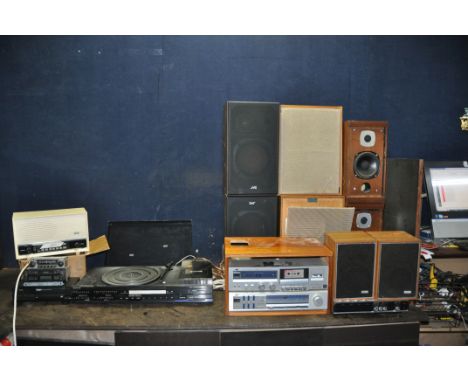 A SELECTION OF VINTAGE HI FI EQUIPMENT comprising of a Bang and Olufsen Beocentre 3600 music centre (untested), a JVC R-K11L 