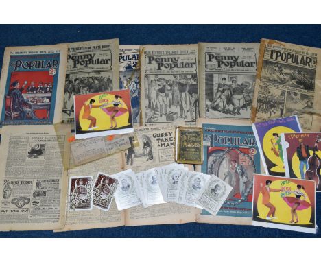 A QUANTITY OF PRINTED EPHEMERA, to include assorted copies of 'The Popular' magazine from 1912 onwards, boxed 'Game of Firesi