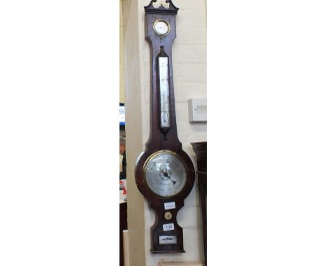 A fine rosewood barometer by William Feltham, Stowmarket c.1845, with an unusual 6" dial