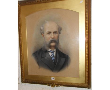 Victorian portrait of a gentleman with walrus moustache in gilt frame