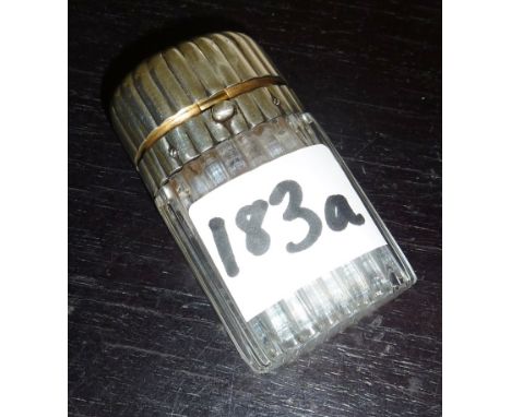 Ribbed glass and silver perfume flask made by Asprey's and hallmarked for London 1884