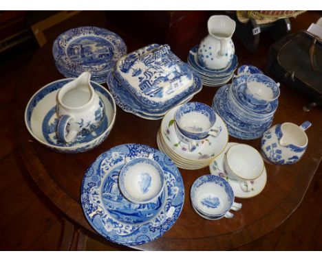 Blue & white Copeland Spode teaware in the Italian pattern, antique blue & white cheese dishes, Royal Worcester Astley bowls 