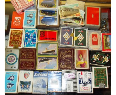 Collection of packs of advertising and playing cards, inc. an original box for visiting cards and a bundle of "A & BC" railwa