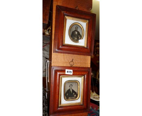 Two 19th c. walnut-framed ambrotype portraits of gentlemen