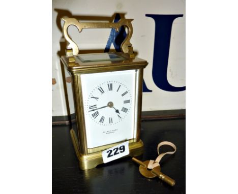 Allen & Daws of Norwich brass carriage clock with French movement (working)