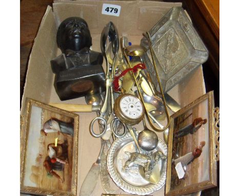 Silver plated cutlery, pocket watch etc.