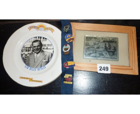 Butlins Memorabilia including enamel badges (5) and a framed 1950's mirror from Butlins Ocean Hotel at Saltdean, Brighton