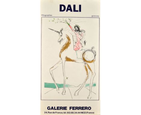 SALVADOR DALI Four Posters for Galerie Ferrero Lithograph with gold paint 1980's 70 x38cm and 51 x 55cm. 