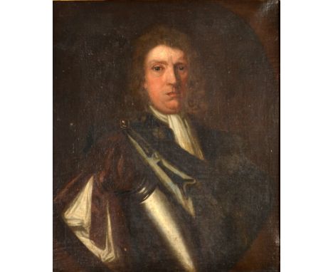 Early 18th century English School Portrait of John Woolrych of Dinmore in Partial Armour Oil on canvas Lengthy inscriptions t
