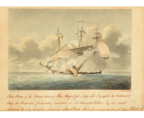 SAMUEL OWEN Eight aquatintsBeing plates 1-8Each shows a naval action with hand written narrative Together with the accompanyi