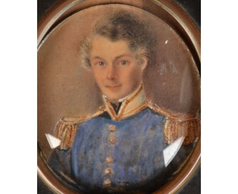 A miniature portrait of a naval officer inscribed 'Henry Trevaw M. D London R. N deputy inspector of hospitals and fleets'  C