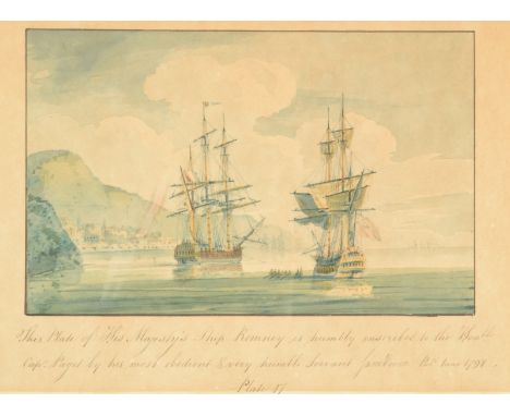 SAMUEL OWENFour original watercoloursBeings plates 17,18,19 and 20Plates 17 and 18 show HMS RomneyPlates 19 and 20 show HMS B