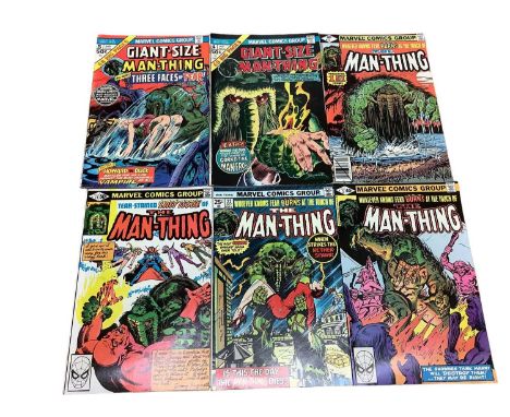 Six Marvel Comics The Man-Thing. (1975) #4 Gaint Size Man-Thing (1975) first solo story featuring Howard The Duck and first a