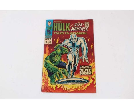 Marvel Comics Tales to Astonish #93 (1967). Classic Hulk and Silver Surfer cover and story. First Silver Surfer story outside