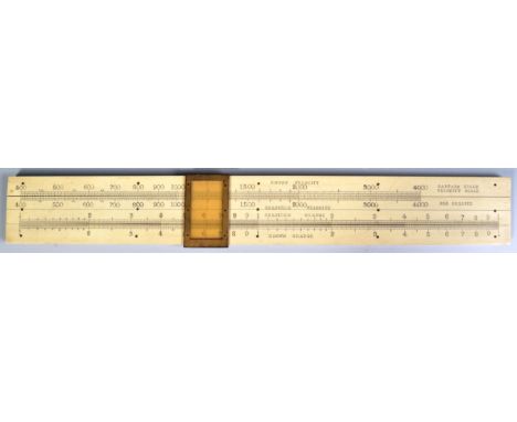 A 19th century Victorian ' Captain Hill's Velocity Scale ' slide rule, likely for use with a cannon or similar heavy artiller