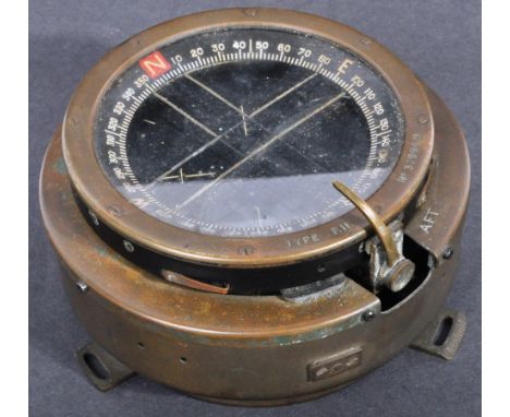 An original WWII Second World War RAF Royal Air Force Type P11 Spitfire&nbsp;navigation grid steering compass. The compass on