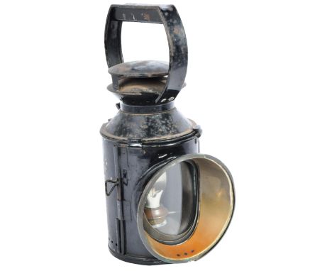 Railways - A vintage British Railways railway hand lamp / lantern. Three aspect lamp, with original red and blue and clear gl