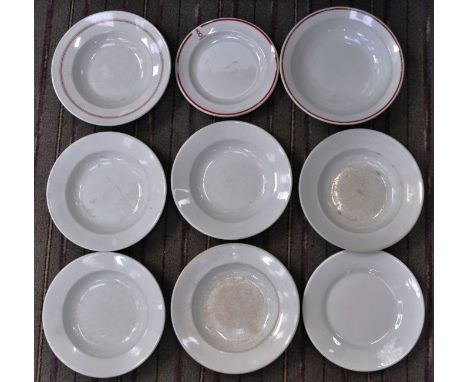 A collection of x9 original 1930s / 1940s German made Nazi Third Reich ceramic plates and bowls. All white, some with decorat