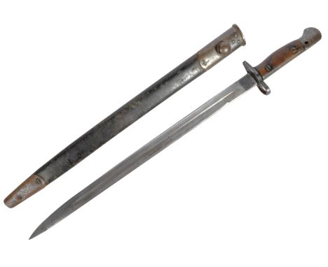 A WWI First World War 1907 pattern British Army rifle bayonet, by Wilkinson. The ricasso stamped with ' 1907 Wilkinson ' and 