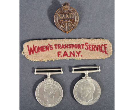 WWII Second World War - a collection of original WW2 items to include; a scarce Women's Transport Service FANY patch in red, 