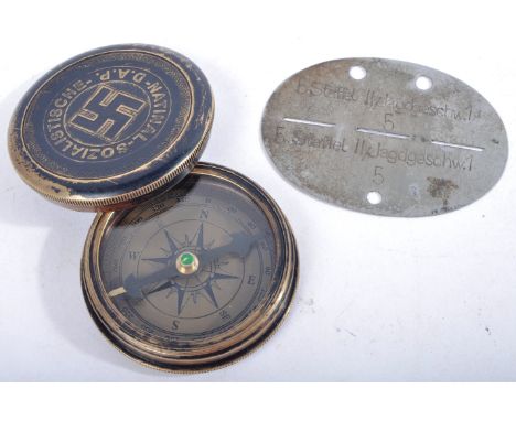 WWII Second World War Interest - a 20th century Third Reich German Nazi fantasy piece ' Deutsche Reichsbahn ' brass compass w