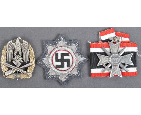 A collection of x3 WWII Second World War type Third Reich Nazi German medals and award badges. To include; a General Assault 