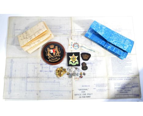 A collection of assorted WWII Second World War to include x2 Torpedo engine (and x1 other) blueprints from the Vickers Armstr