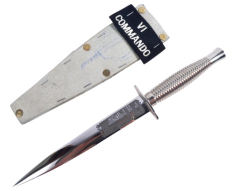 A commemorative Wilkinson Sword made Fairbairn Sykes pattern commando dagger. Third pattern. Ribbed handle, with short quillo