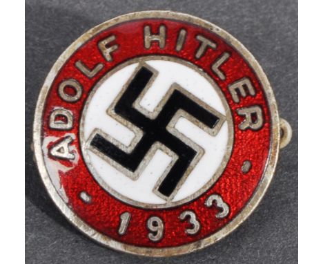 AN original pre-WWII Second World War 1930's German Third Reich NSDAP Nazi Party members enamel badge. Notation to front with
