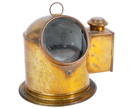 An original vintage Sestrel made maritime / naval ships navigational binnacle with compass and lantern box. Brass constructio