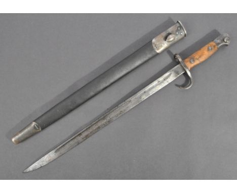 An original WWI First World War 1907 pattern Lee Enfield rifle bayonet, unit stamped for the West Australian Volunteers. The 