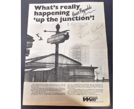 The Great Train Robbery - an original vintage magazine page showing Clapham Junction, signed by x3 of the Great Train Robbers
