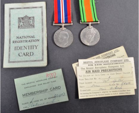 WWII Second World War Bristol Interest - a WW2 medal pair and effects, all relating to one Edith M. Holmes of Jockey Lane, Br
