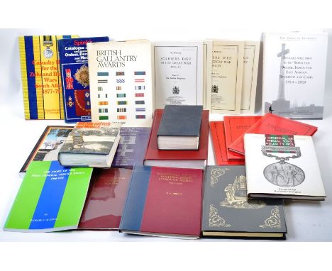 A large collection of assorted military / medal interest reference books (mostly Rolls - Casualty or Medal) and guides, to in