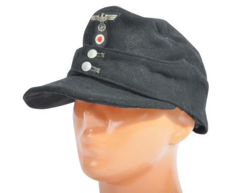 A WWII Second World War Third Reich Nazi German NCO ( Non Commissioned Officer ) Panzer / Tank officers M43 field cap. Dark w