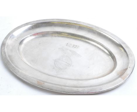 LZ 127 Graf Zeppelin - a scarce original c1930s silver plate oval dish, believed to be from LZ 127. Maker's marks to bottom f